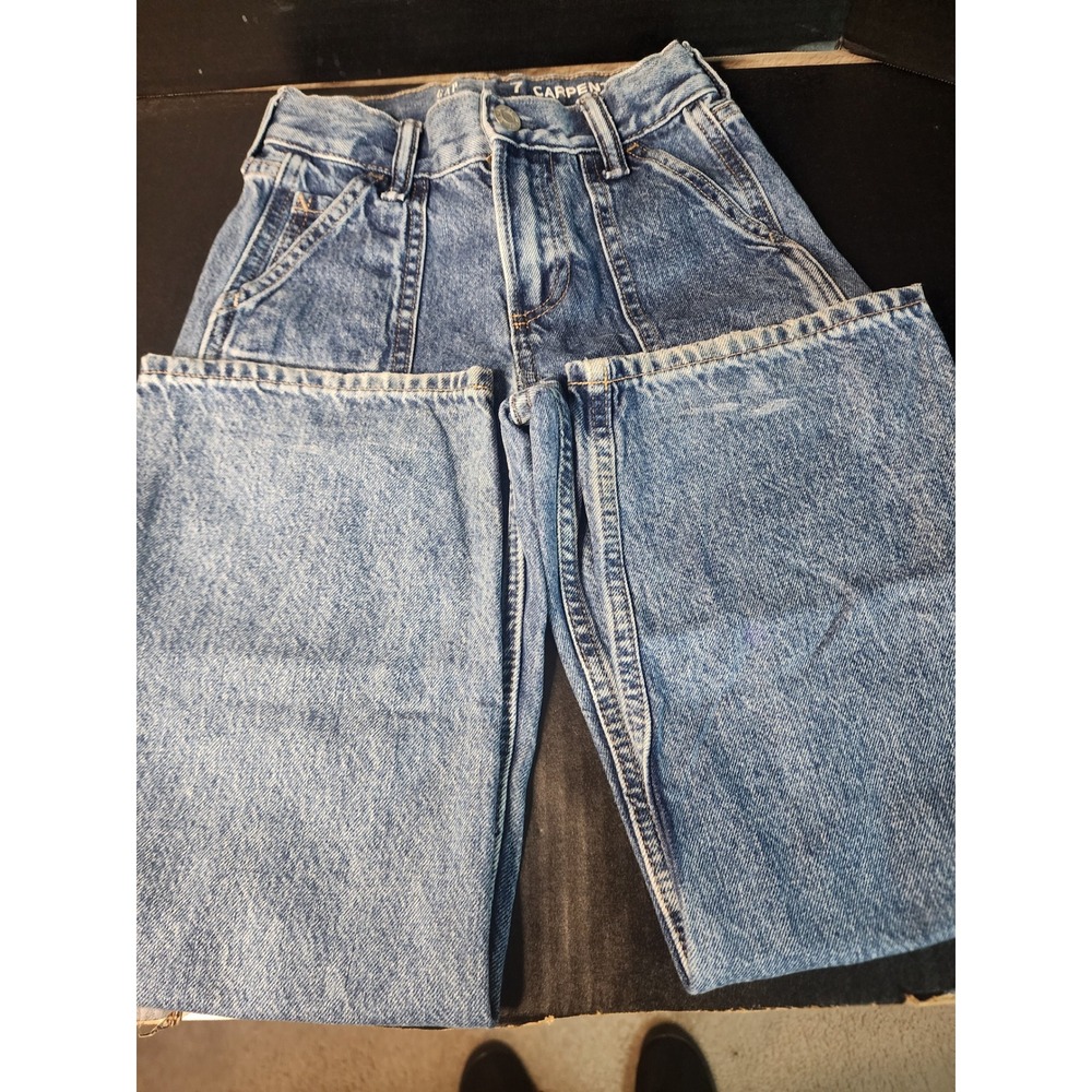 Gap Kids Boys 7 Slim Carpenter Jeans Medium Wash Denim Adjustable Waist Utility